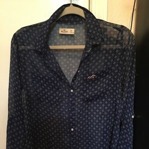 Hollister Navy sheer blouse